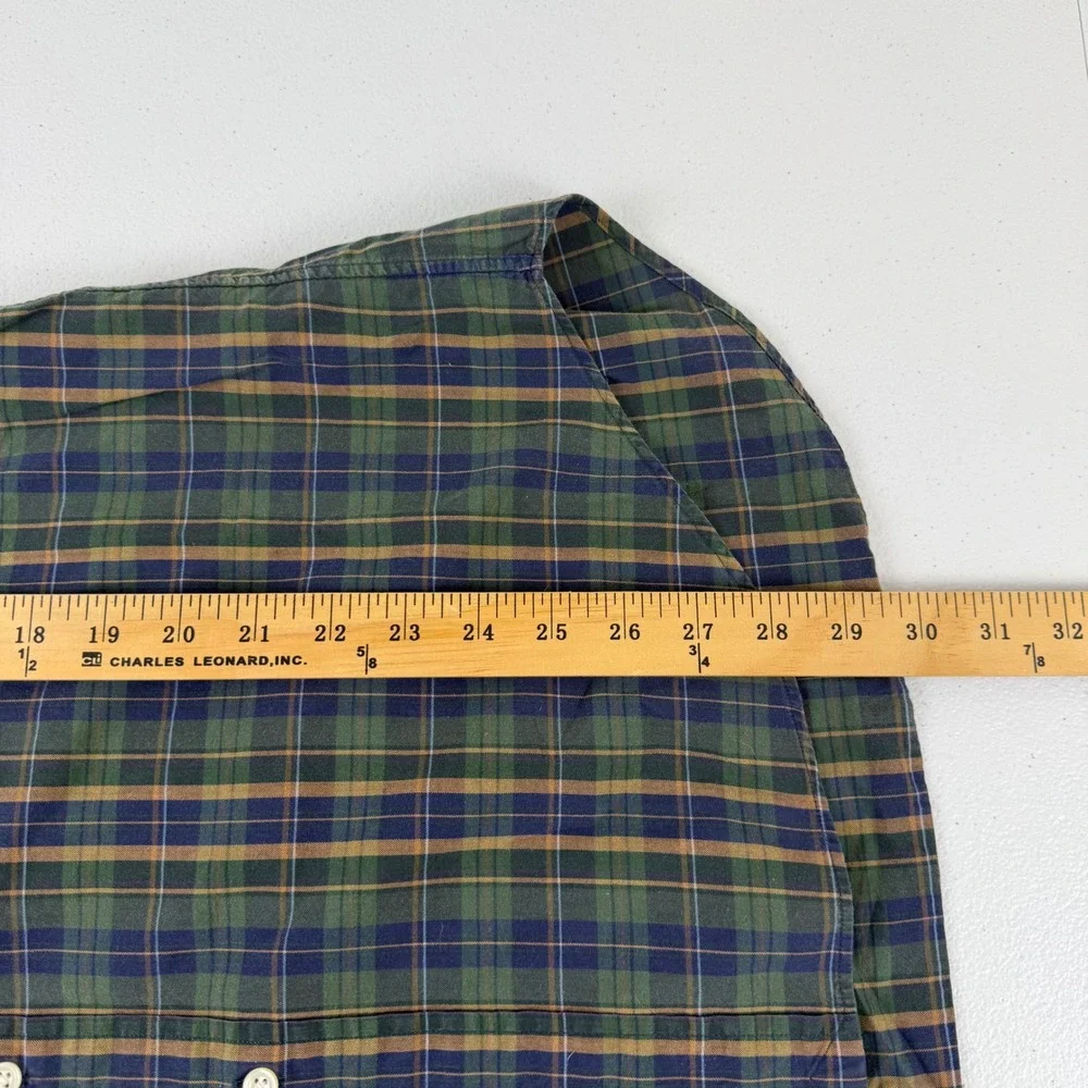 Polo Ralph Lauren Mens Classic Fit Plaid Button Down Shirt Green Navy Blue M